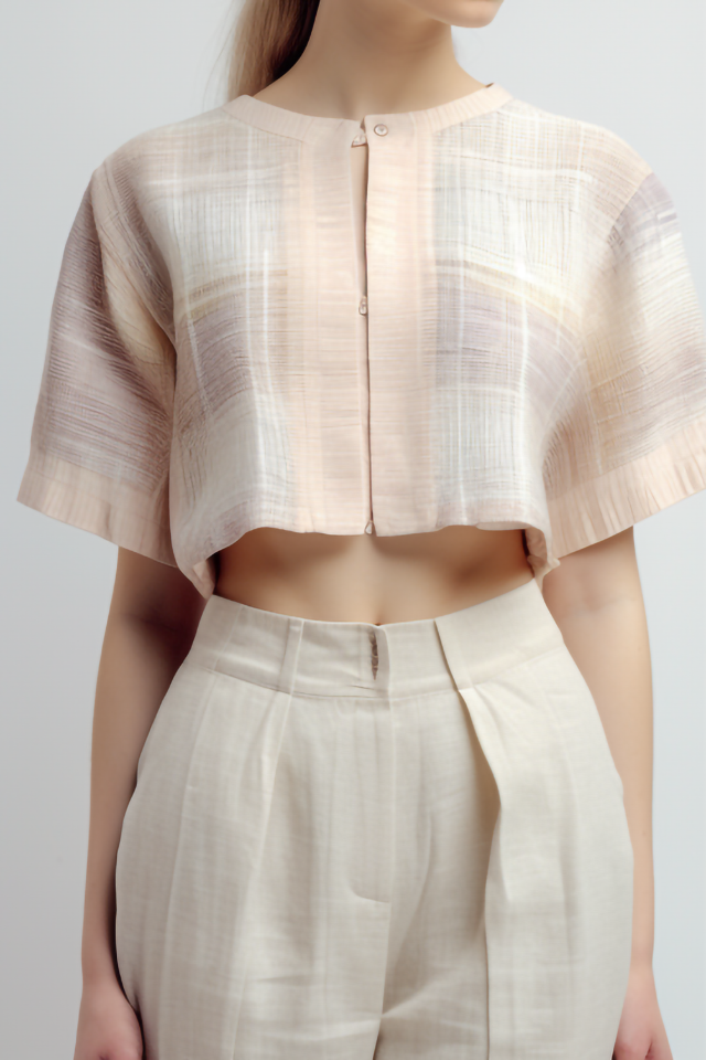 Aster Button Back Cropped Linnen Blouse
