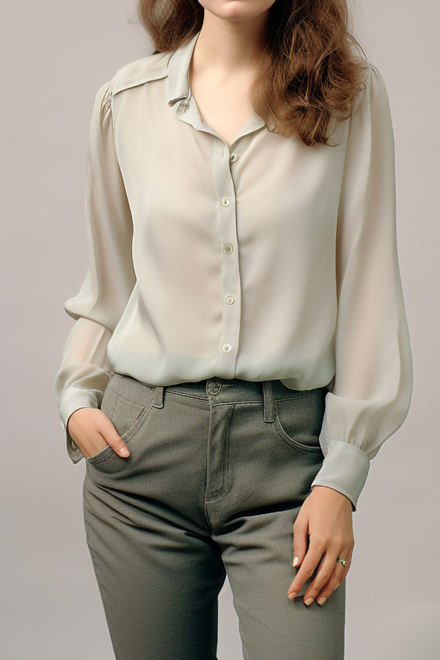 Azalea Chiffon Blouse met Knoopjes