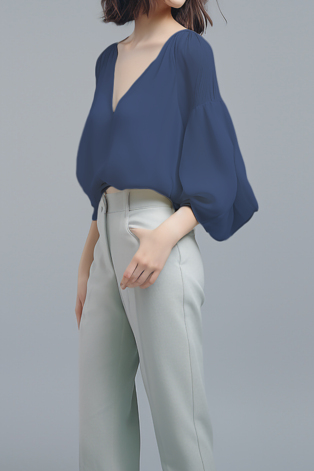 Camellia V-hals Chiffon Blouse