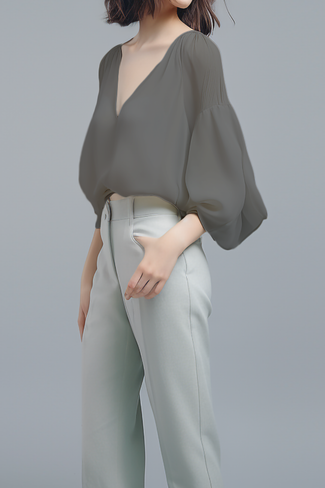 Camellia V-hals Chiffon Blouse