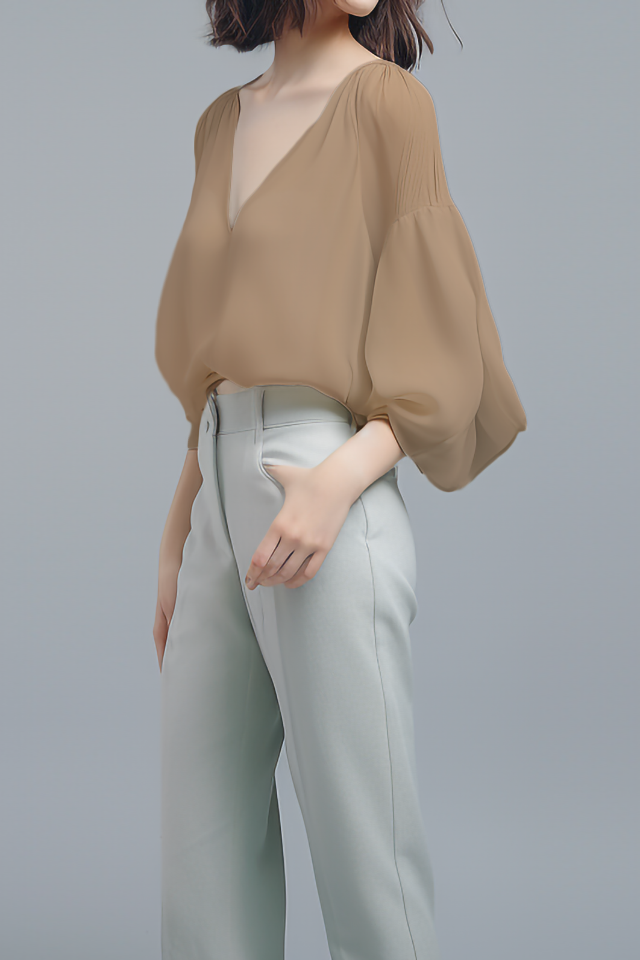 Camellia V-hals Chiffon Blouse