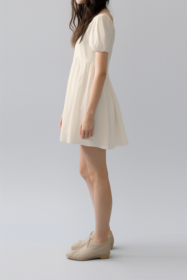Florentina Babydoll Katoenen Jurk met Pofmouwen