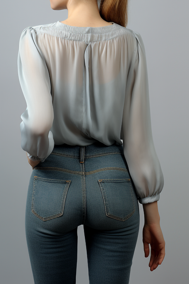 Blouse van chiffon met hyacint-knopen