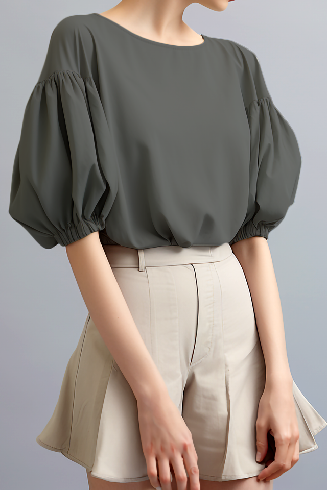 Julia Volume Mouw Katoenen Blouse