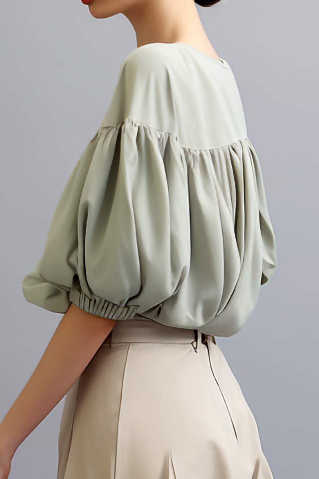 Julia Volume Mouw Katoenen Blouse