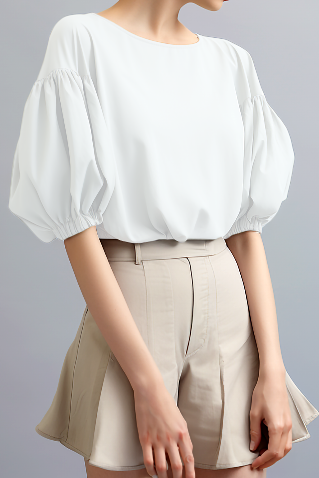 Julia Volume Mouw Katoenen Blouse