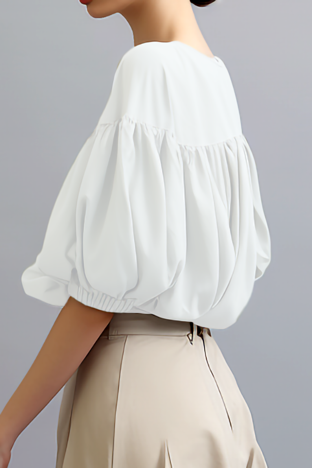 Julia Volume Mouw Katoenen Blouse