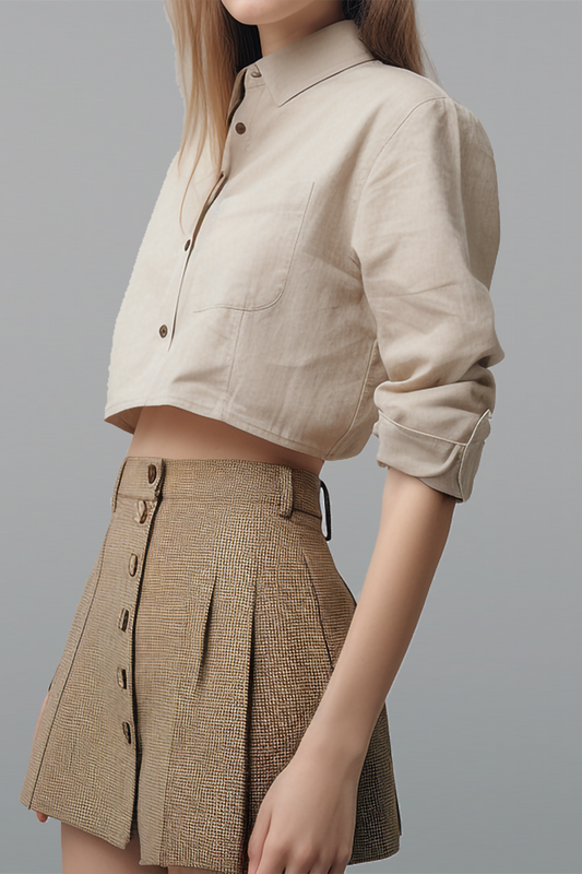 Olearia geplooide tweed minirok