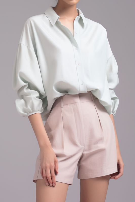 Katoenen blouse met klaprooskraag