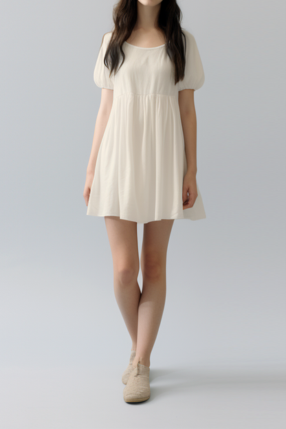 Florentina Babydoll Katoenen Jurk met Pofmouwen