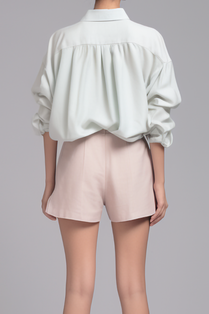 Katoenen blouse met klaprooskraag