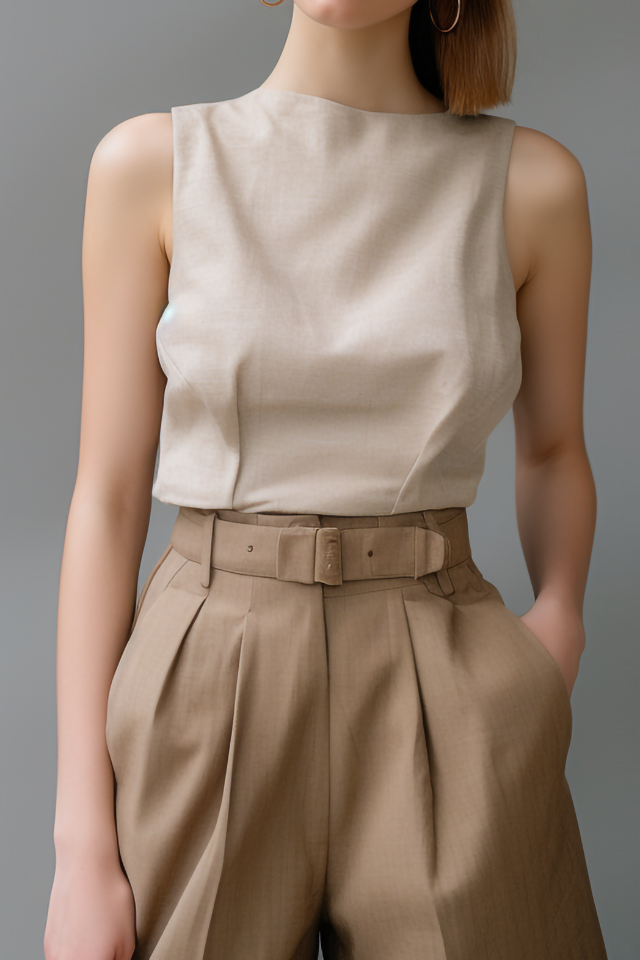 Rozen Tweed Shorts met Riem